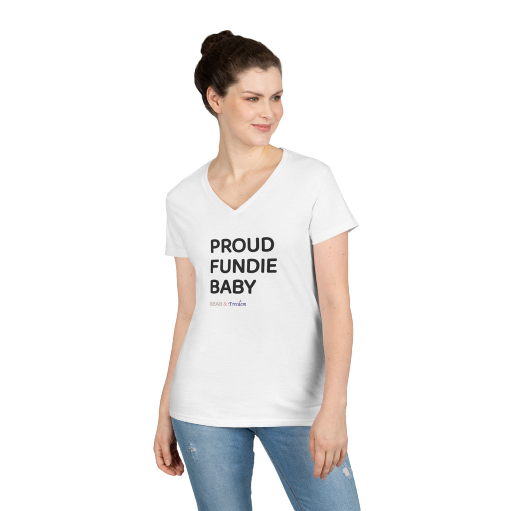 Proud Fundie Baby V-Neck Tee — Feminist Christian Statement Shirt