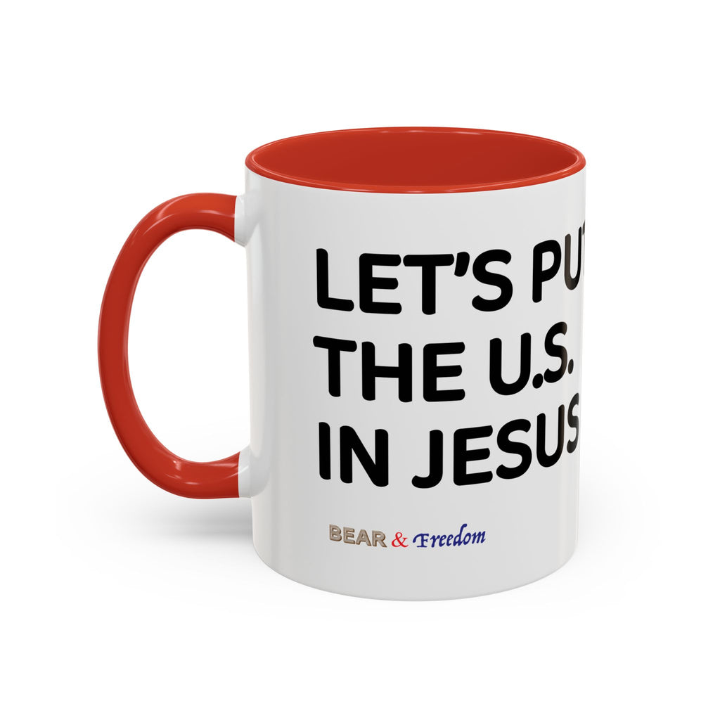 Christian Coffee Mug — "Let's Put Jesus First" Accent Ceramic Mug (11/15 oz)