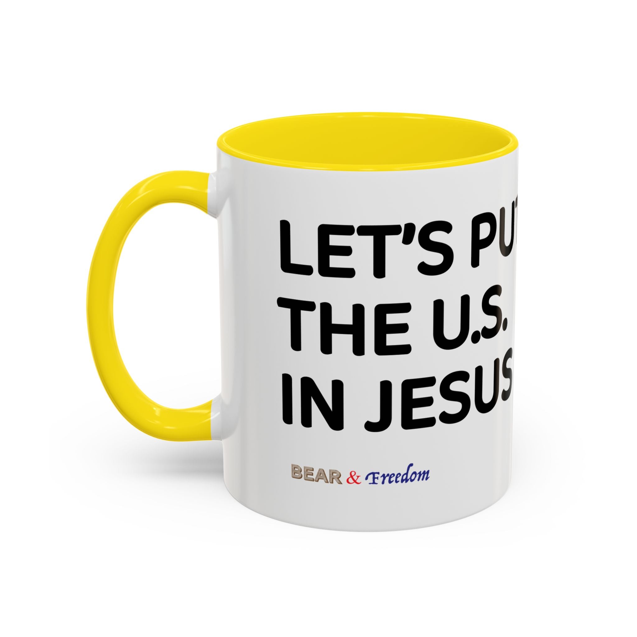 Christian Coffee Mug — "Let's Put Jesus First" Accent Ceramic Mug (11/15 oz)