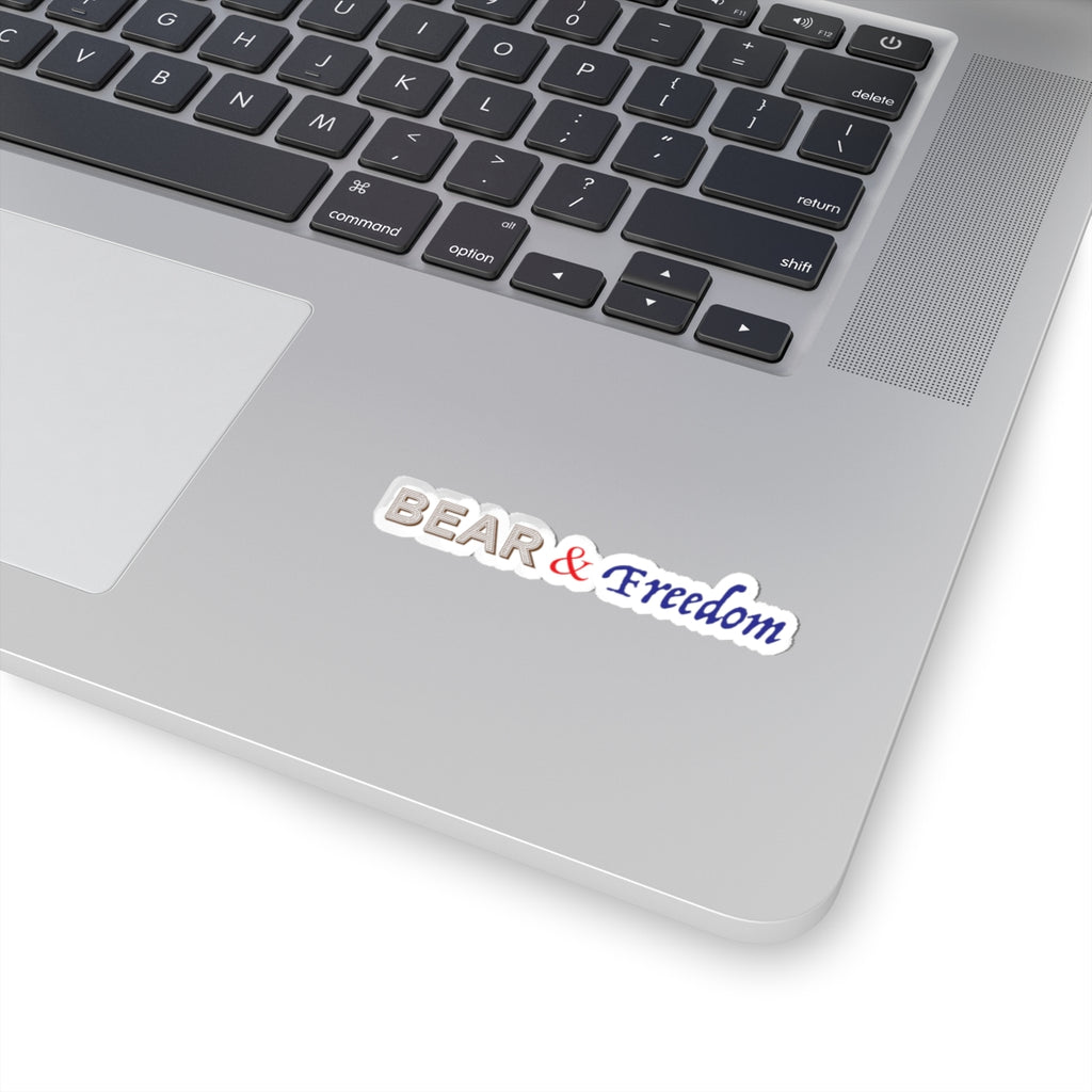 Bear & Freedom Kiss-Cut Sticker — Patriotic Decorative Decal for Laptops, Water Bottles, Journals