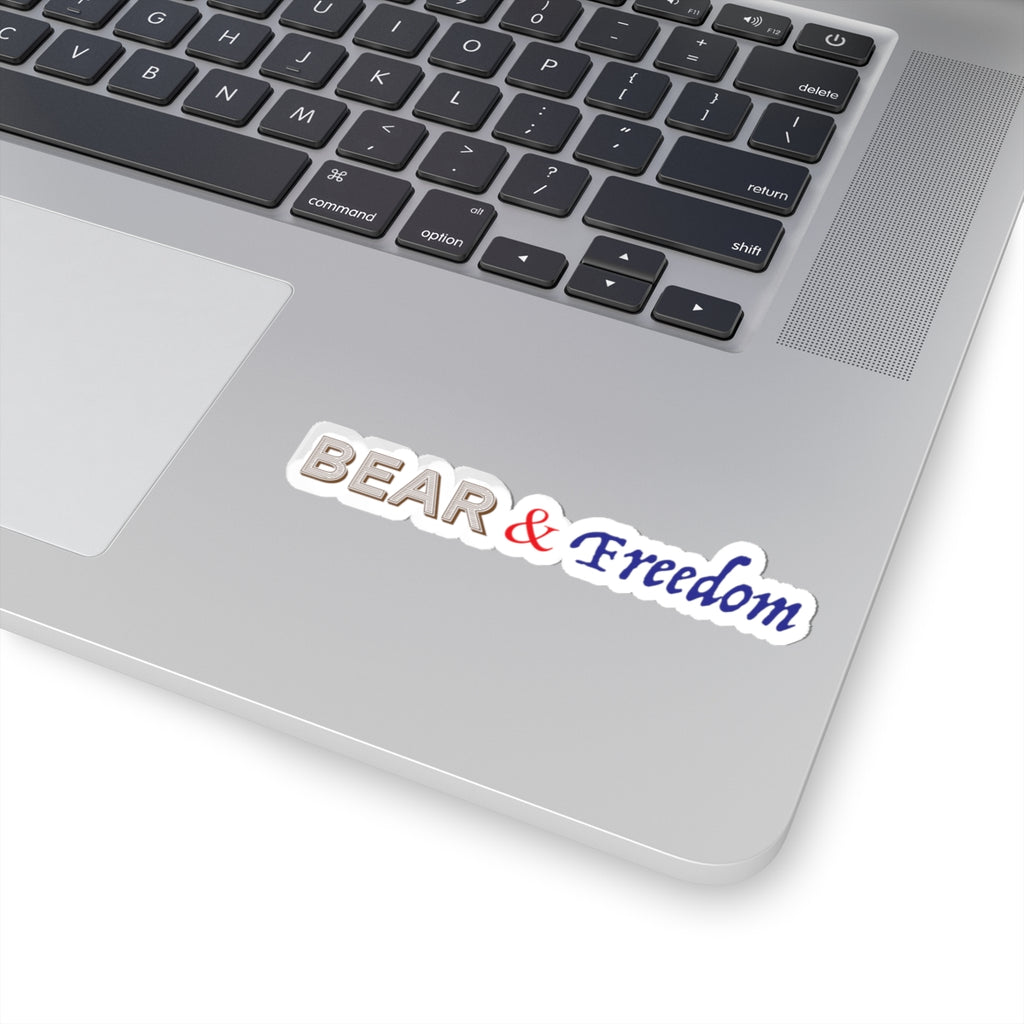 Bear & Freedom Kiss-Cut Sticker — Patriotic Decorative Decal for Laptops, Water Bottles, Journals