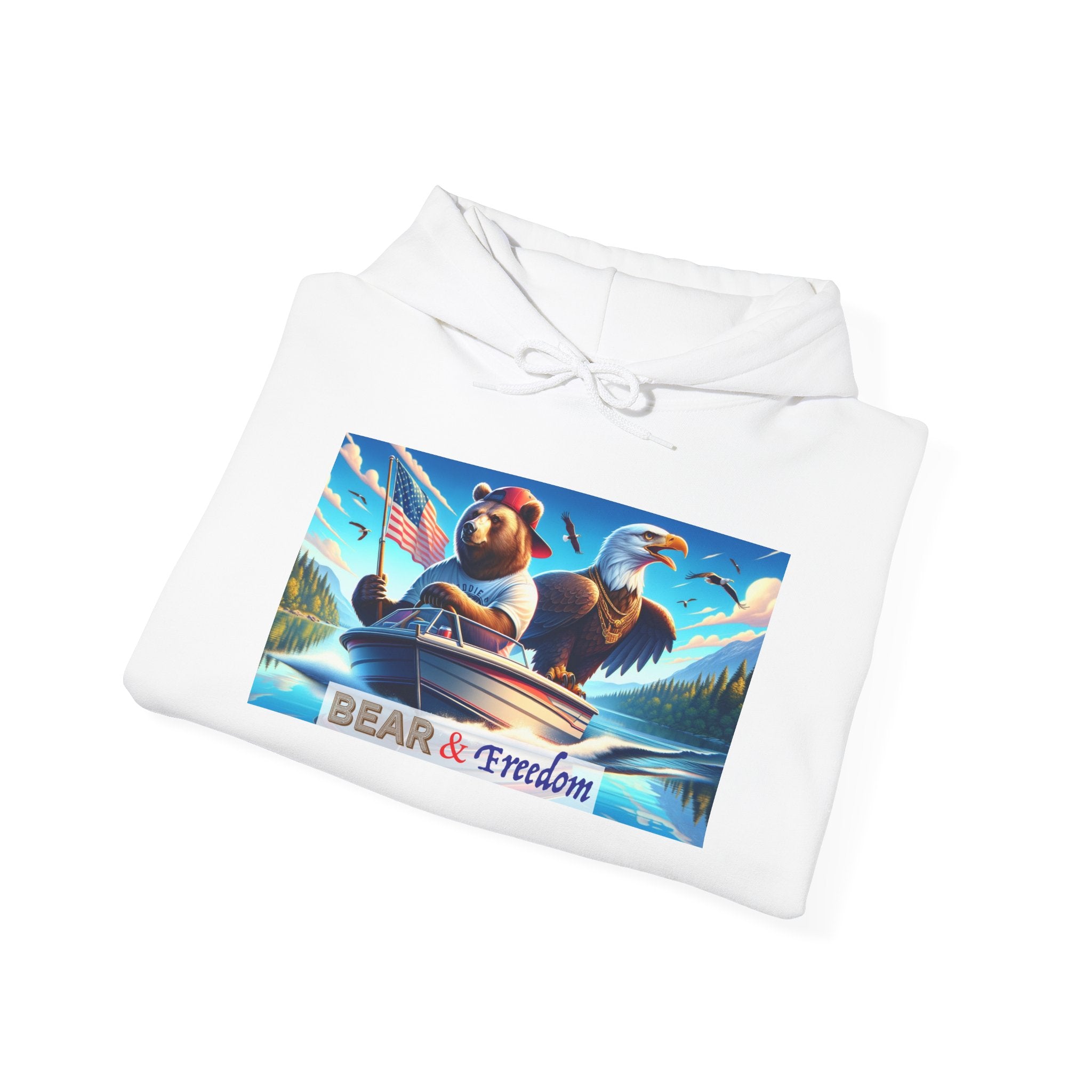 Bear & Freedom Hoodie — Patriotic Eagle and Bear Graphic Pullover