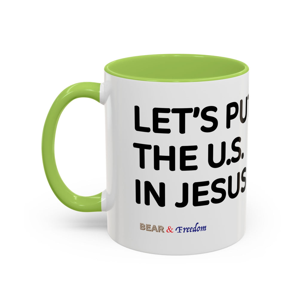 Christian Coffee Mug — "Let's Put Jesus First" Accent Ceramic Mug (11/15 oz)