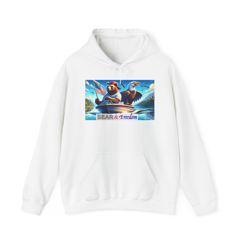 Bear & Freedom Hoodie — Patriotic Eagle and Bear Graphic Pullover