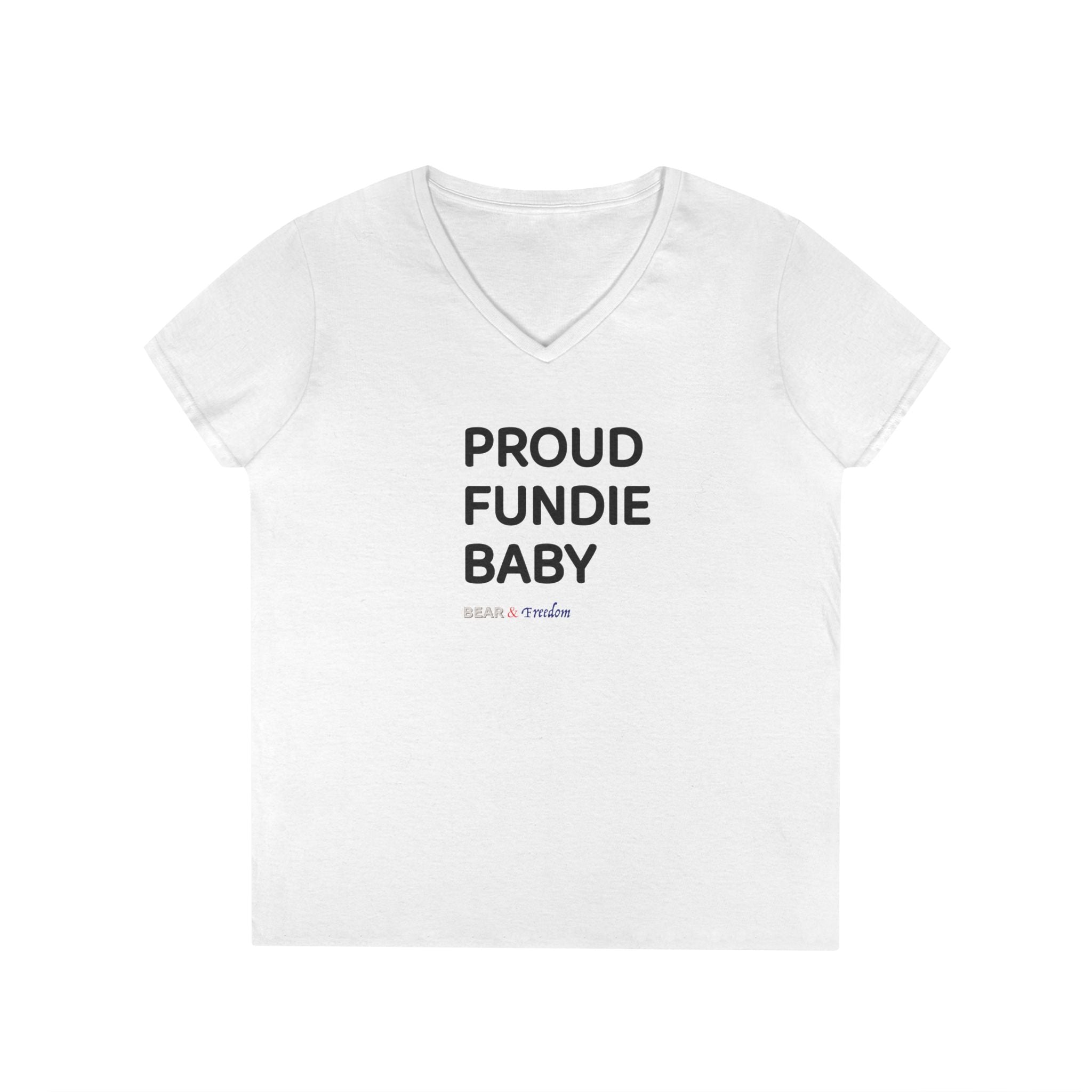 Proud Fundie Baby V-Neck Tee — Feminist Christian Statement Shirt