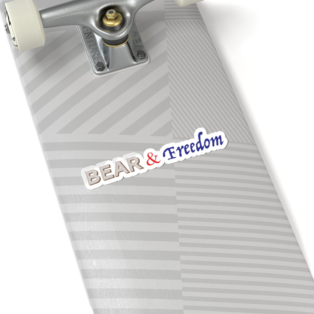 Bear & Freedom Kiss-Cut Sticker — Patriotic Decorative Decal for Laptops, Water Bottles, Journals