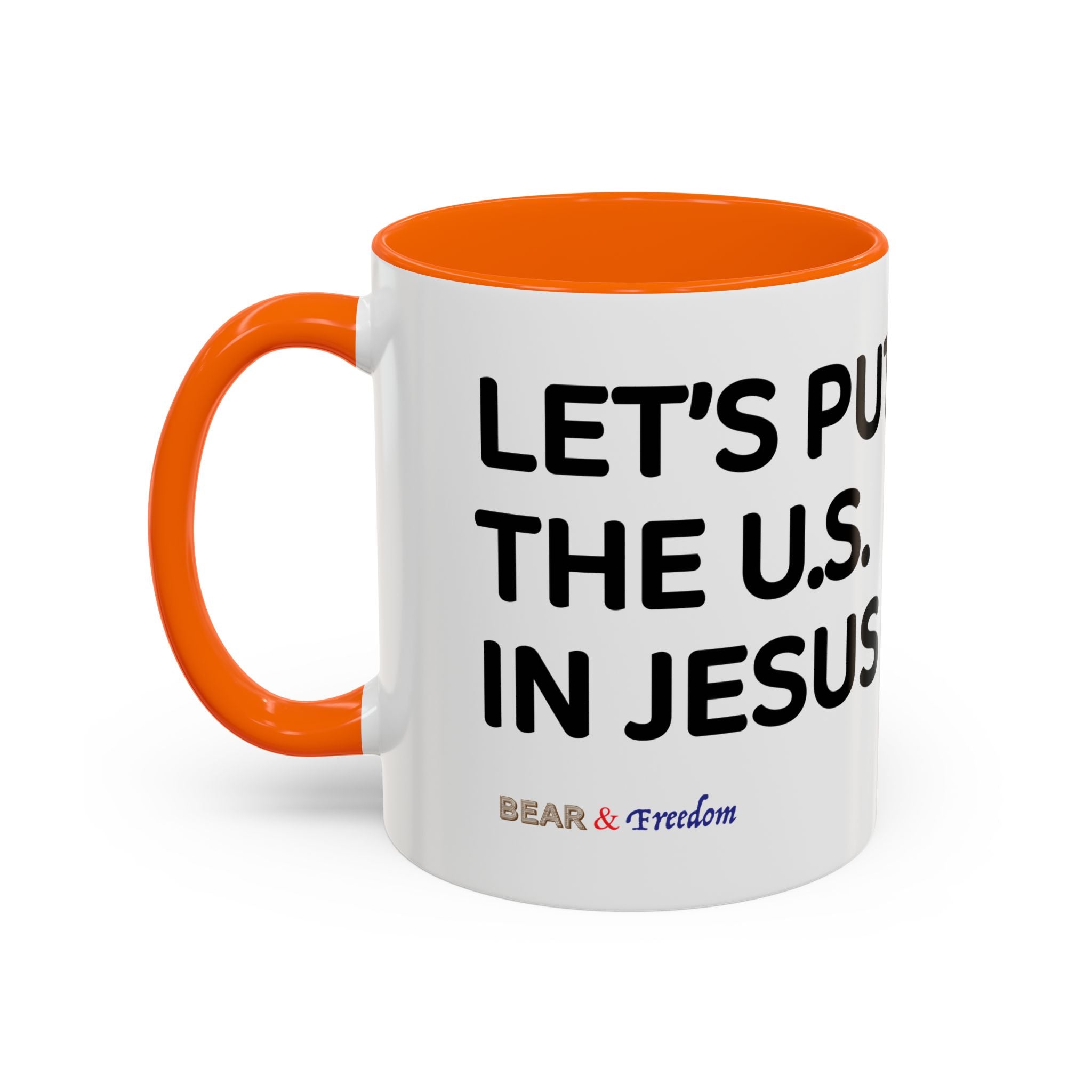 Christian Coffee Mug — "Let's Put Jesus First" Accent Ceramic Mug (11/15 oz)
